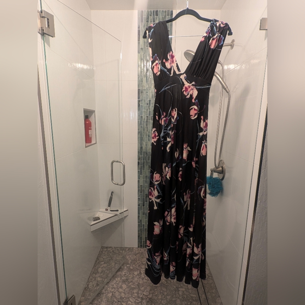 Veronica M Black floral dress, small